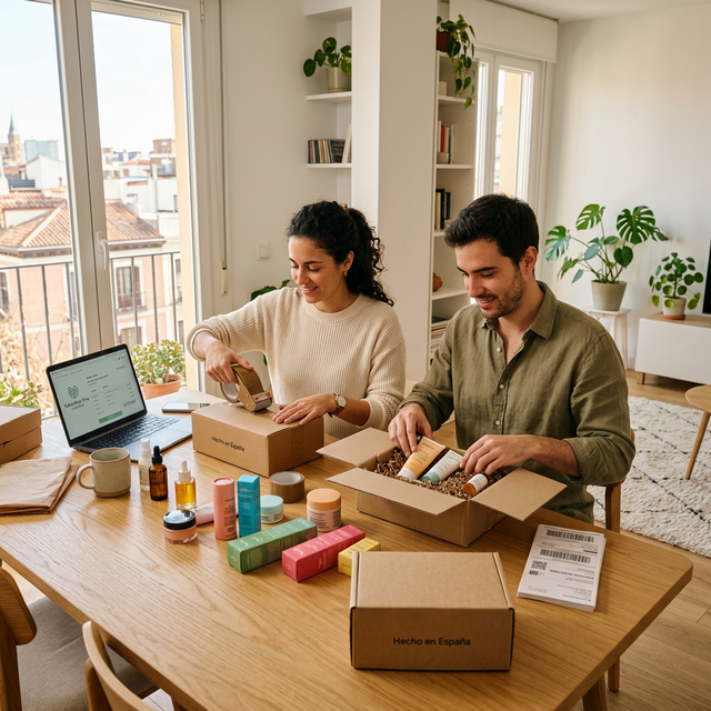 Personas empacando desde casa
